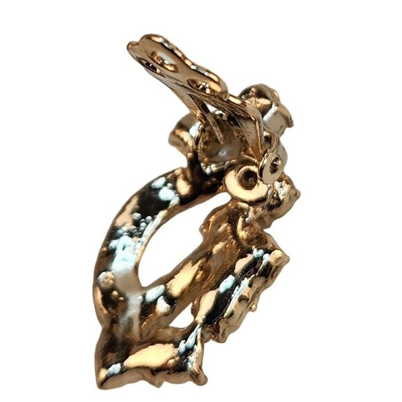 Vintage Gold-Tone Clip-On Earrings With Aurora Borealis Rhinestones 1" x .5" - Picture 4 of 10